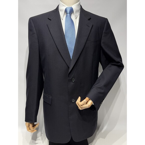 VTG 90s Hart Schaffner Marx Pure New Wool Blazer Black Made in USA Men Size 43L - Picture 1 of 14